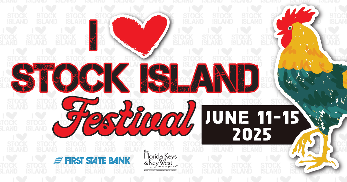 I love Stock Island Hero image with Logo showing The Perry Marina and The Florida & Key West as sponsors 